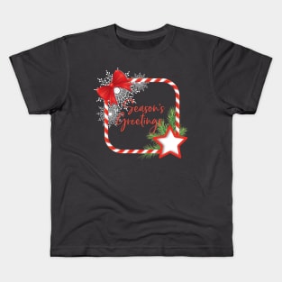 Season's Greeting Candy Cane Frame Kids T-Shirt